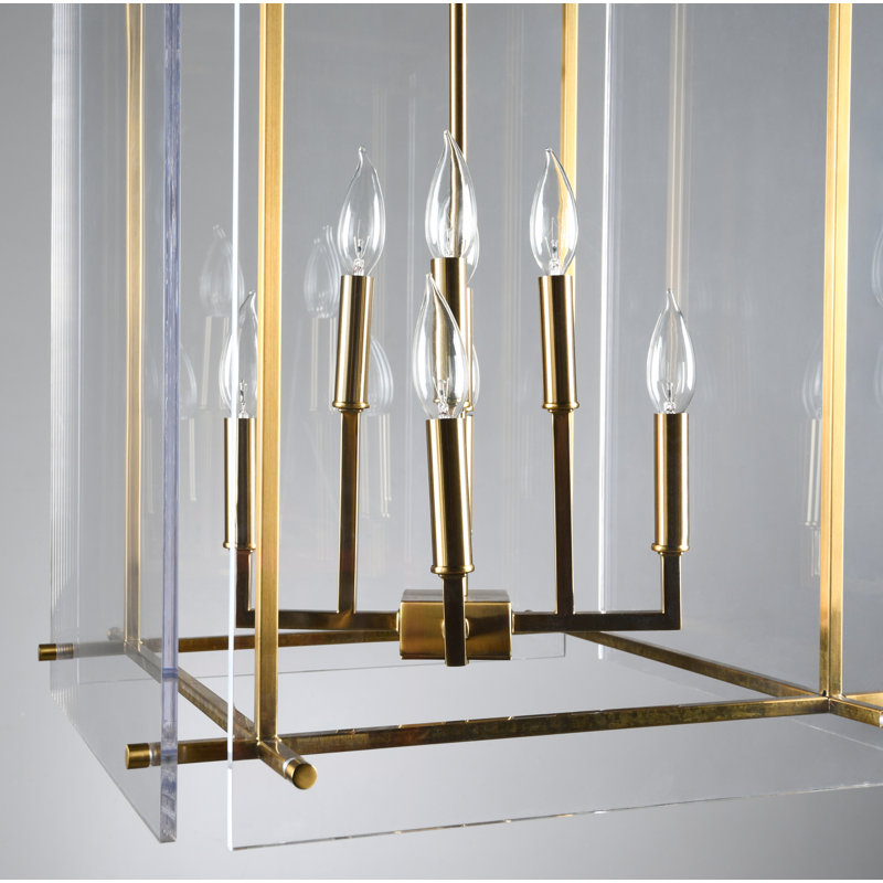 Lena 8 - Light Lantern Square / Rectangle Chandelier, Gold