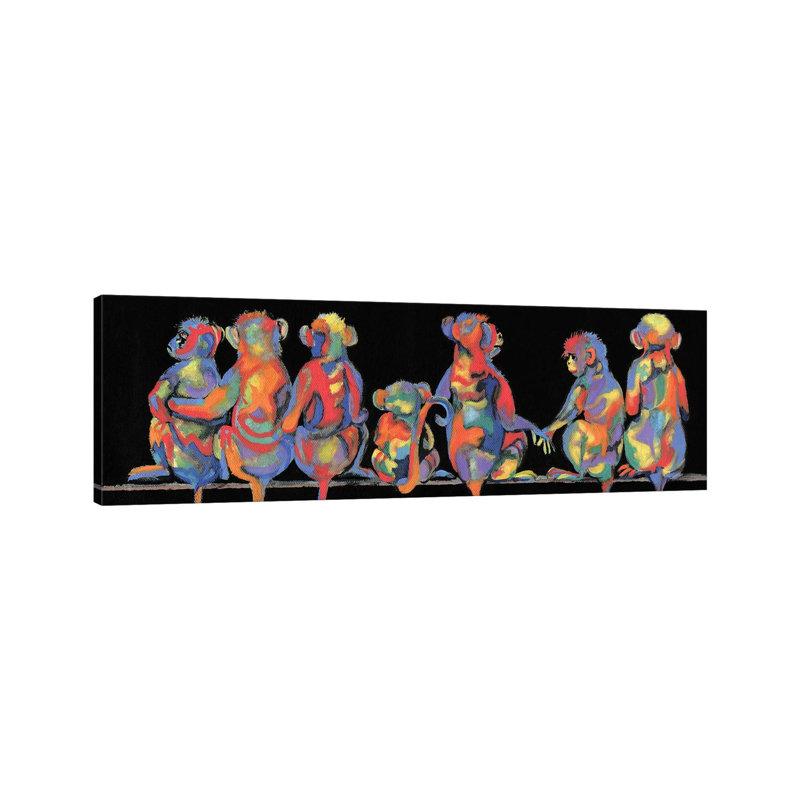 Fun Monkeys by Donna Brooks - Wrapped Canvas Panoramic Gallery-Wrapped Canvas Giclée, 152.4 cm H x 50.8 cm W x 3.175 cm D