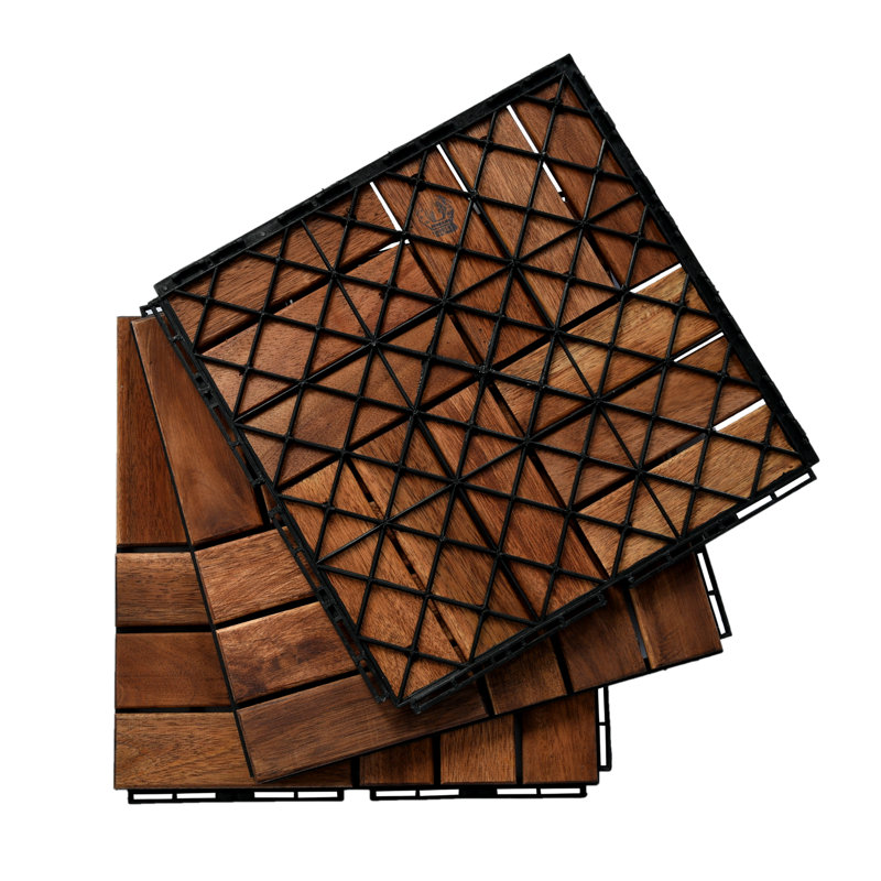 2'' L x 12'' W Wood Interlocking Deck Tile in Brown