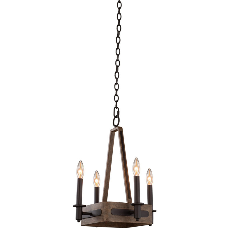 Lustre en bronze satiné 4 LT Duluth Kalco