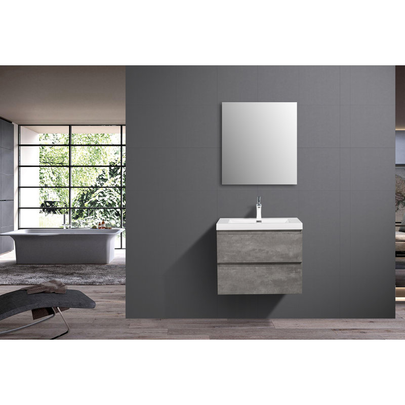 Niesa 23.5 " W Wall Mounted Wall Mounted Single Double Single Vanity Bathroom Vanity With Poly Marble Top