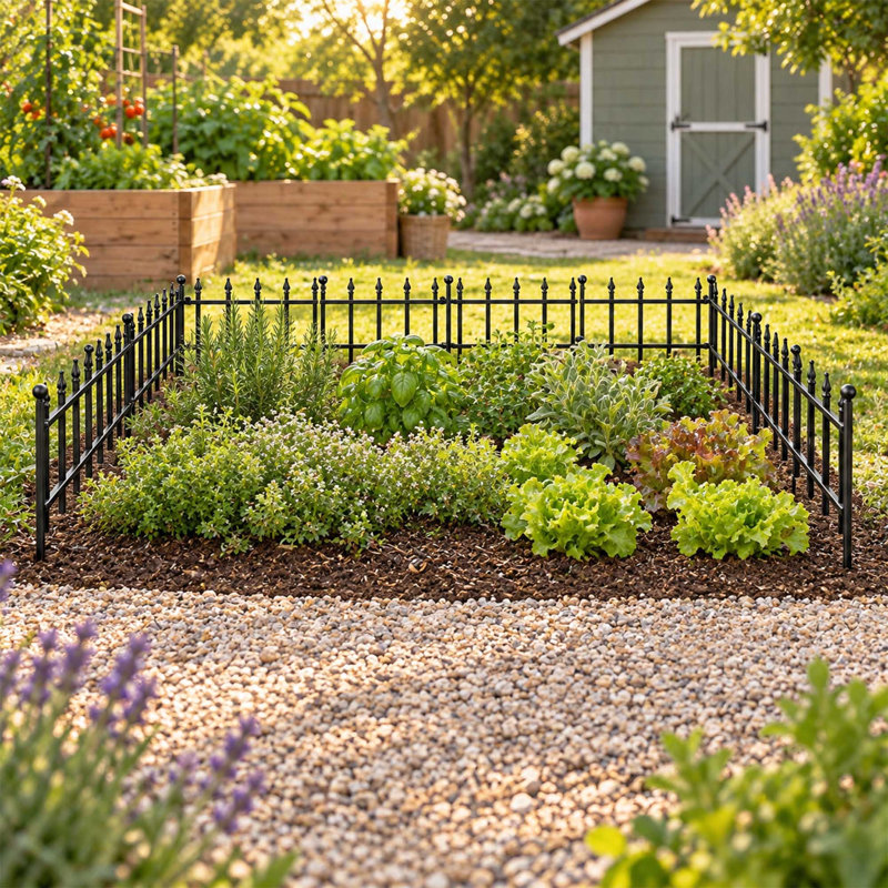 10 Pack Decorative Metal Garden Fence, Landscape Border Edging with Ground Stakes