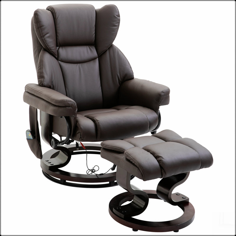 Massage Recliner Chair with Ottoman Footrest, 10 Vibration Points, 360° Swivel Reclining Chair