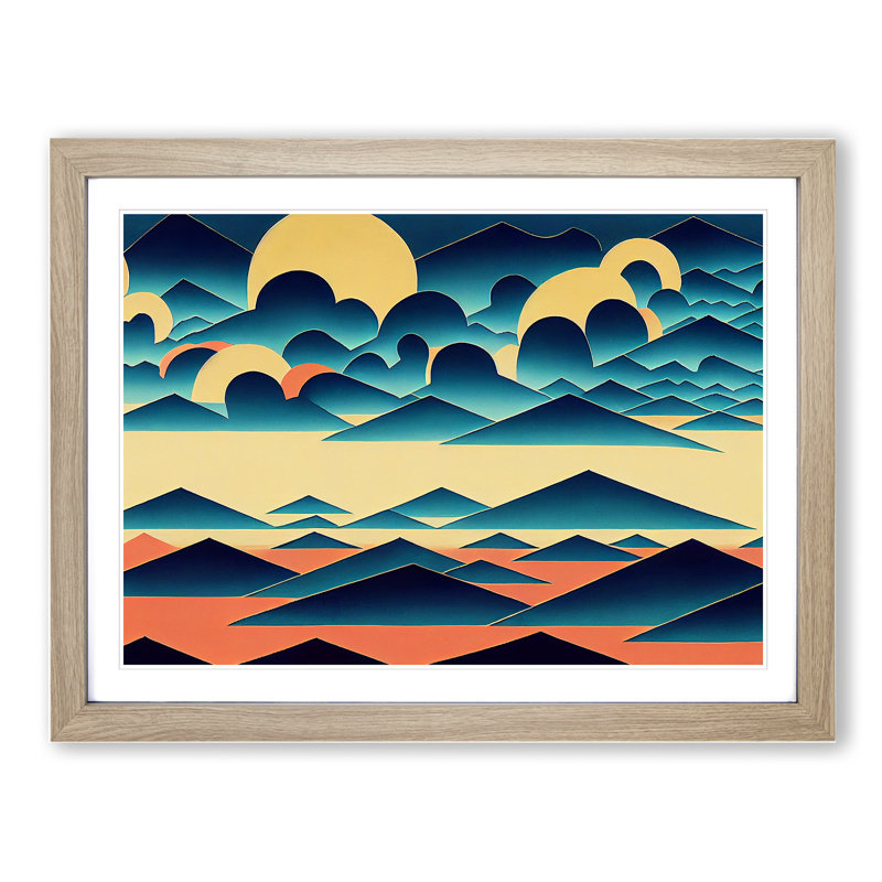 Abstract Mountain Clouds - Framed Print, 46cm H x 64cm W x 2cm D, Oak