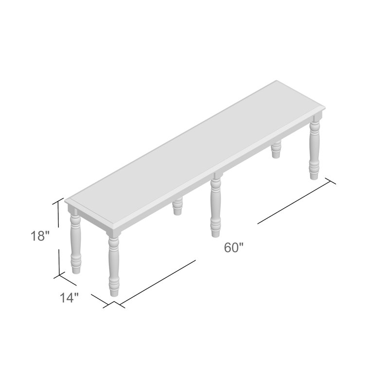 Courtdale Solid Wood Bench, 18" H x 60" W x 14" D, Ebony