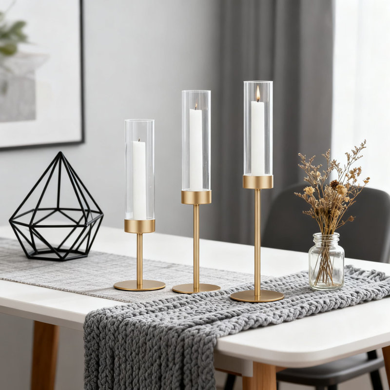 Set Of 3 Candle Holders For Taper Candles, Elegant Metal Candlestick Holders For Wedding Centerpiece, Dining Table Decor, And Home Decoration