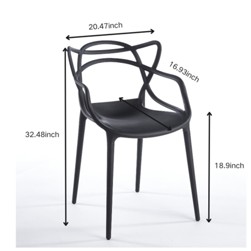 Chaise de salle à manger en plastique, Noir