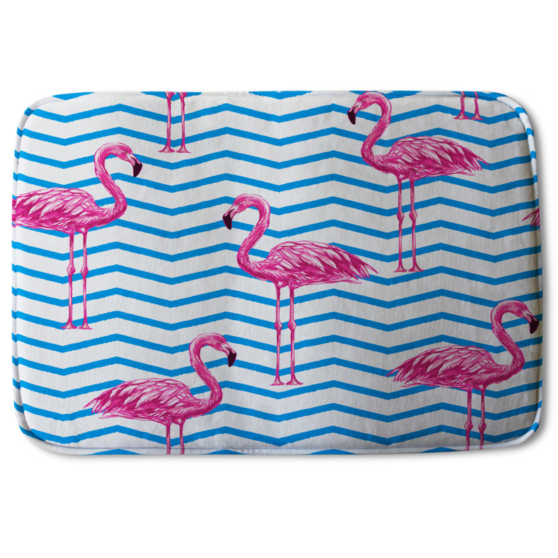 Akila Memory Foam Non-Slip Bath Rug, Flamingo Dance
