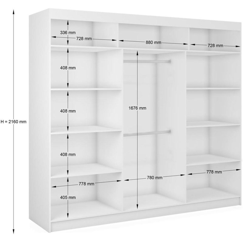 Raminta 3 Door Sliding Wardrobe, Gray