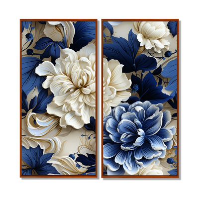 Victorian Cobalt Blue Foliage Victorian Pattern - Floral Floral Wall Art