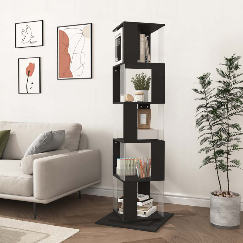5 Tier Large Open Bookshelf, Black