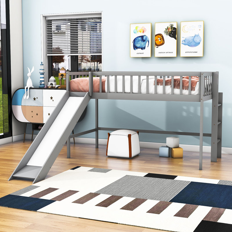 Lit mezzanine simple avec glissade Faas de Harriet Bee, gris