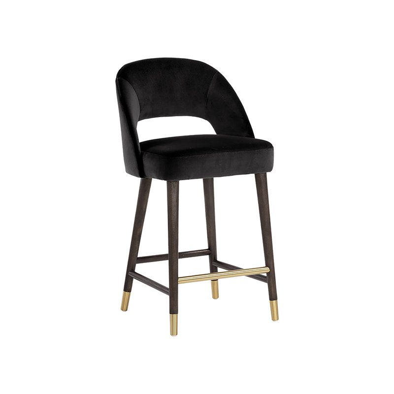 Monae Upholstered Stool, Counter Stool (26" Seat Height), Black