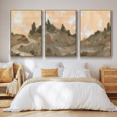 Hillside Walking Path I, ensemble de 3 toiles encadrées sur toile