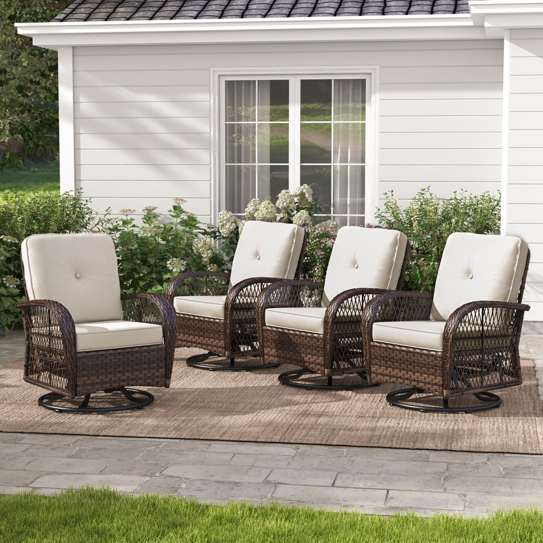Ambrin Swivel Patio Chair with Cushions Lark Manor™ Frame