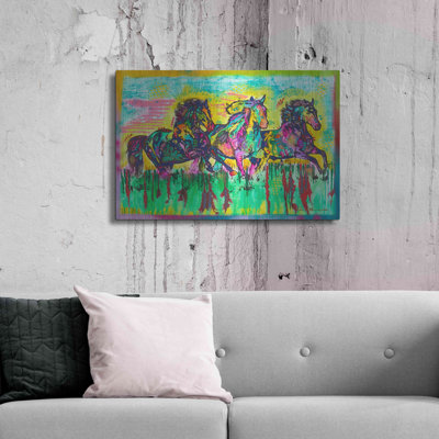 «Three Horses» par Dean Russo - impression sans cadre sur métal