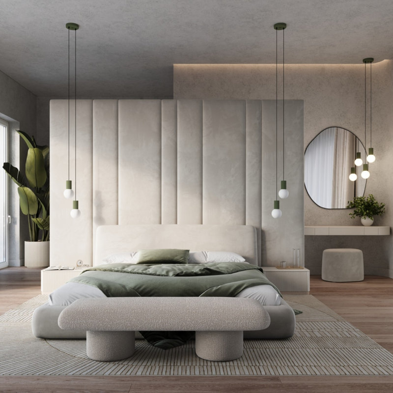 Halo - Light Brushed Nickel Pendant, 15x15x120 cm, Olive Green, 2 Lights