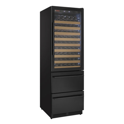 Allavino 108 Bottle Black Wine Refrigerator with Two Refrigerated Drawers