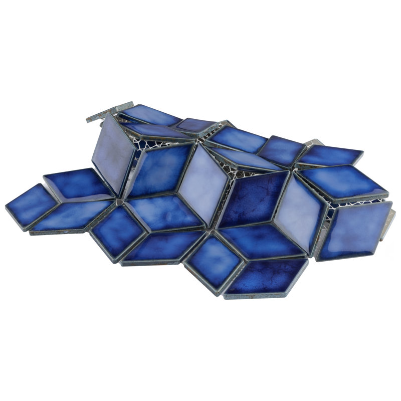 Hudson Rhombus 2" x 3" Porcelain Mosaic Wall & Floor Tile, Sapphire