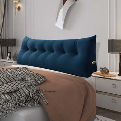 Sit-up Back Comfort 100% Cotton Velvet Wedge Headboard Reading Pillow with Removable & Washable Cover Compression