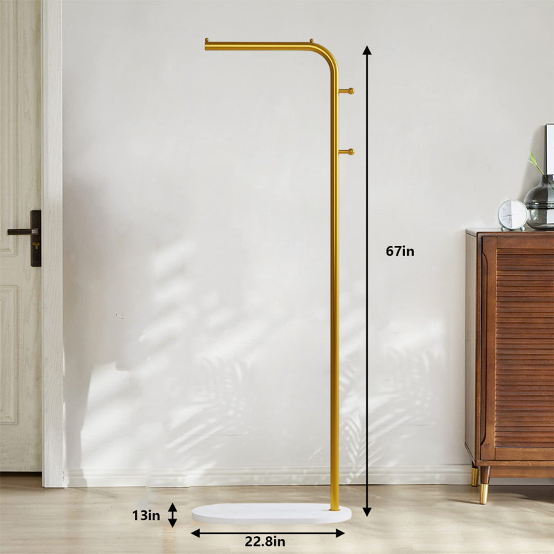 Freestanding Metal Coat Rack For Entryway And Corner, Gold