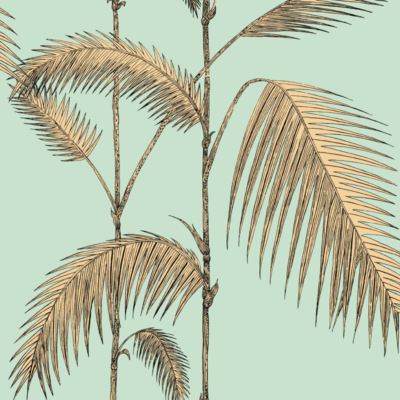 Icons Palm Leaves Floral Wallpaper Roll, Mint/Yellow