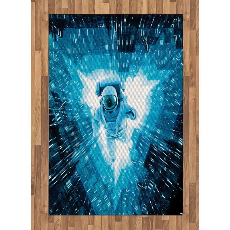 Tapis décoratif à longues fibres en polyester à haute densité Astronaut, Rectangle— 4 pi x 5 pi 8 po