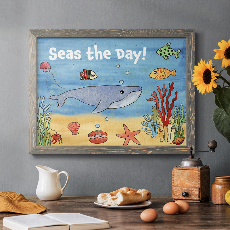 " Cute Sea Creatures II ", Gray, 14" H x 20" W