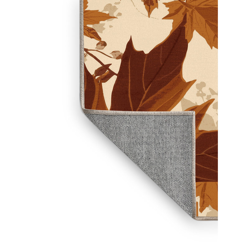 Tapis floral beige lavable à la machine Ortmund Vine, 4' Square