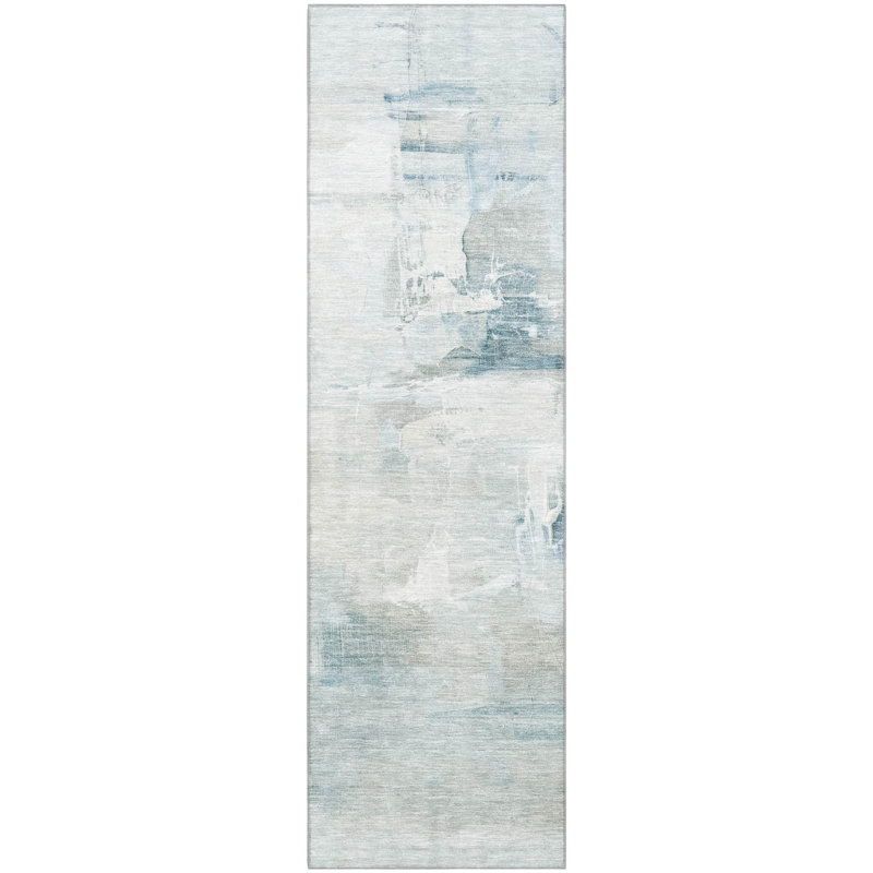 Premium Machine Washable Mayfield Abstract Rug, Sky, 2'3" x 7'6" Runner