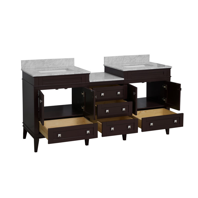 Ensemble de meuble-lavabo double pour salle de bain 72 po Frank, Chocolat