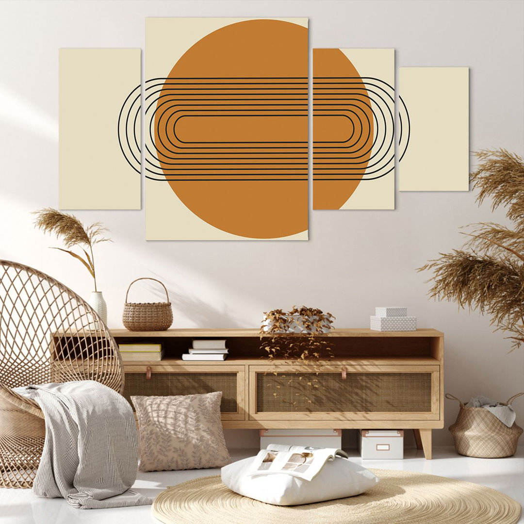 4-tlg. Leinwandbilder-Set Piece Geometric Orange