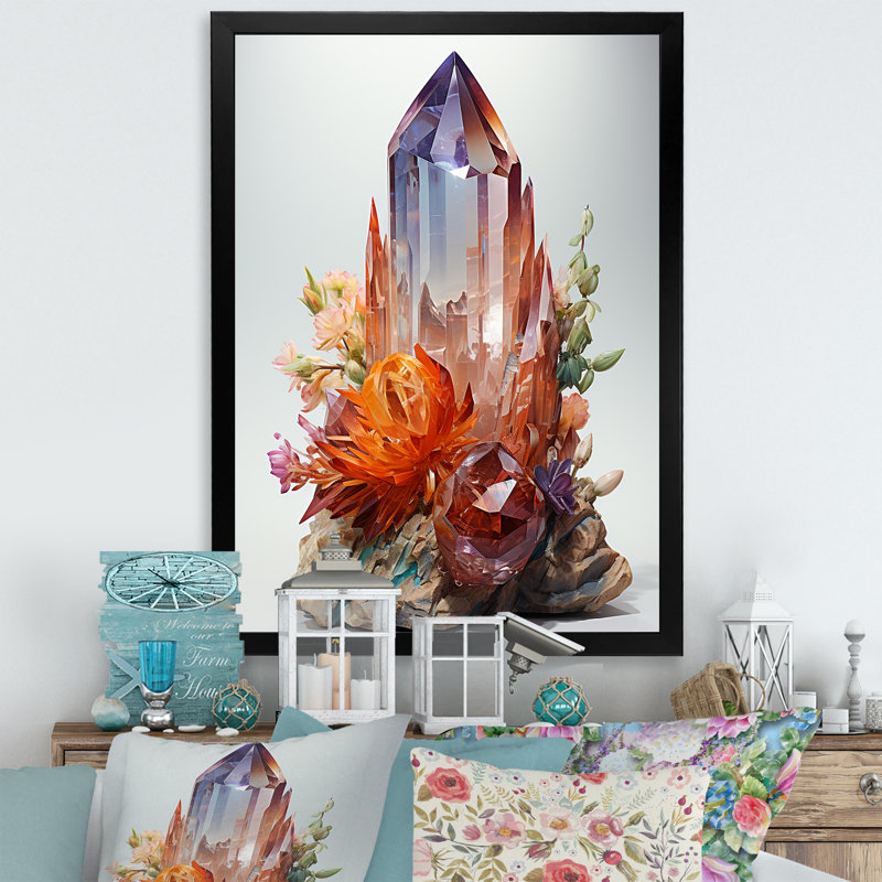 Spiritual Stone Quartz I - Impression, H 32 po x l 16 po x P 1 po, Cadre photo noir