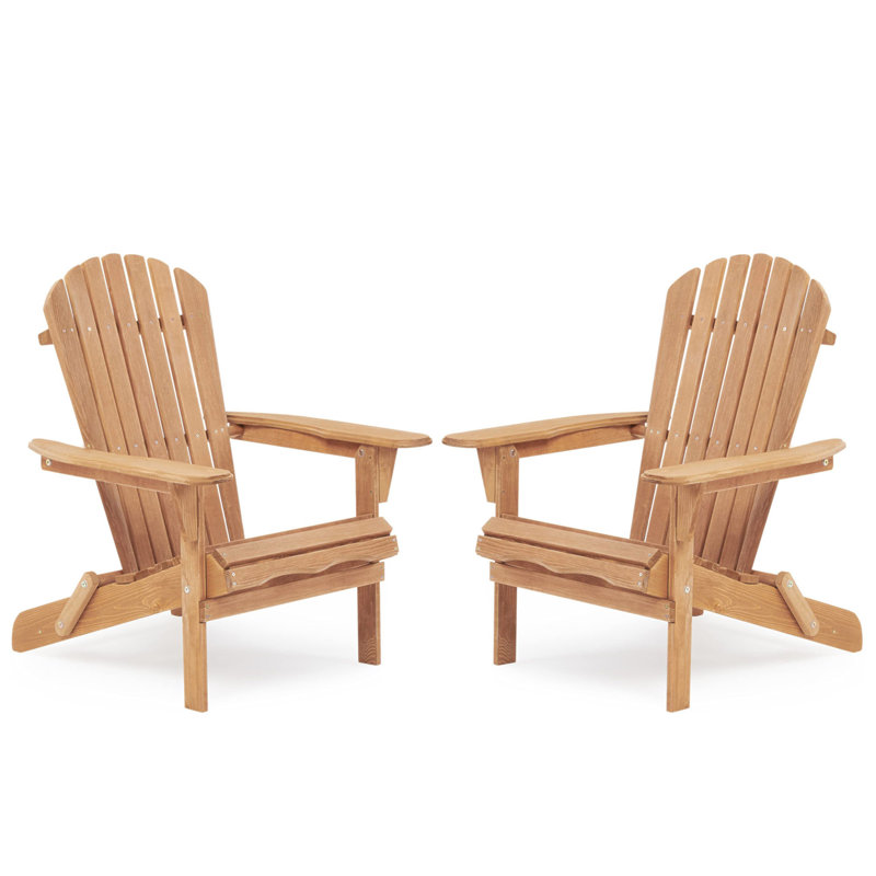 Ensemble de 2 chaises de patio pliantes en bois Adirondack pour le jardin, le jardin, la pelouse, la cour, la terrasse, le bord de la piscine, le foyer d'extérieur