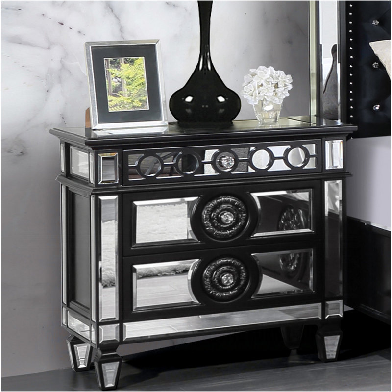 Table de chevet Glam Luxury, Noir / argenté
