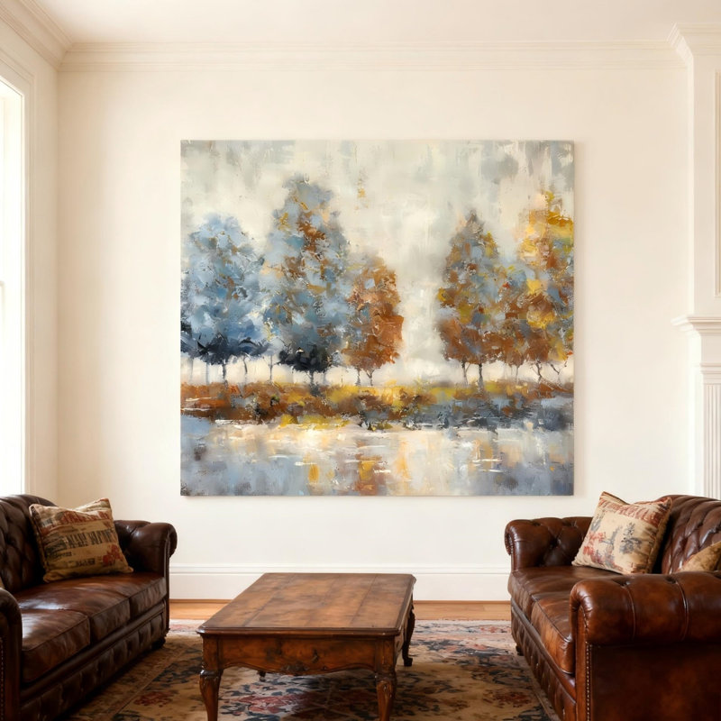 Modern Textured Forest Unframed Canvas Wall Art 16" X 16"