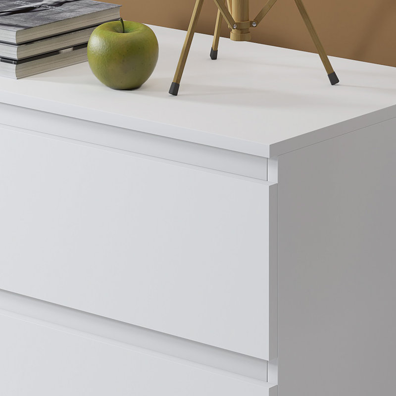 Carlton 6 Drawer Double Dresser - 3+3 Configuration, Scratch-Resistant, Handleless Design, Matte Finish. , Matt White
