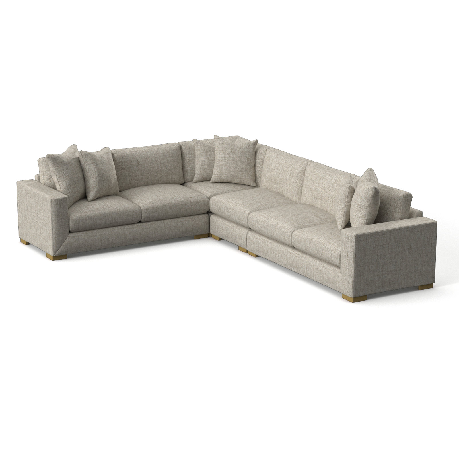 Nicolette Upholstered L-Sectional, Antique Gold, Cream Linen 