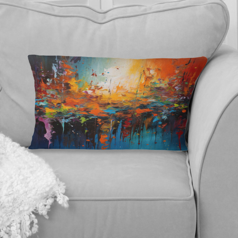 Coussin Orange Cubic Fusion - imprimé cubisme