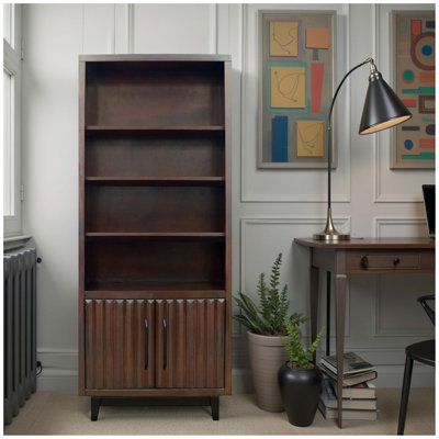 Radiance 78 Inch High Bookcase Pier, No Assembly Required, Rosewood Finish