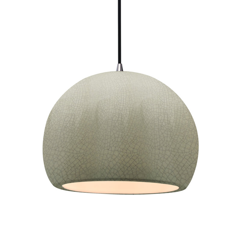 Luminaire suspendu à 1 lumière Aschwin, H 9,25 po x l 12,25 po x P 12,25 po, Craquelure vert céladon, Nickel brossé