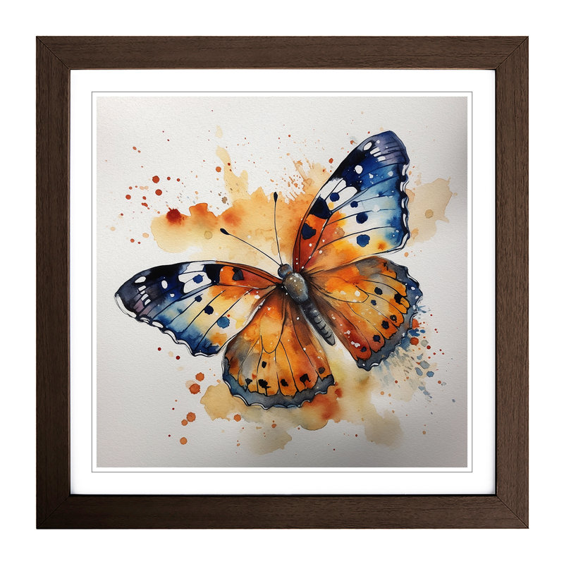 Butterfly Watercolour - Framed Print, Walnut