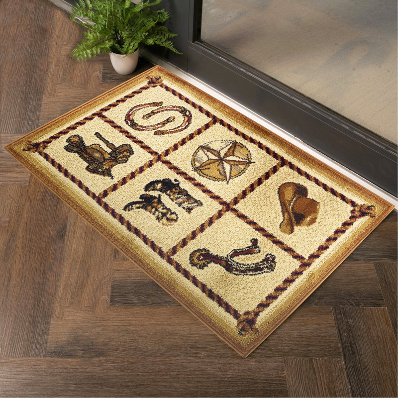 Beige Southwest Area Rug, Rectangle 5'3" x 7'3"