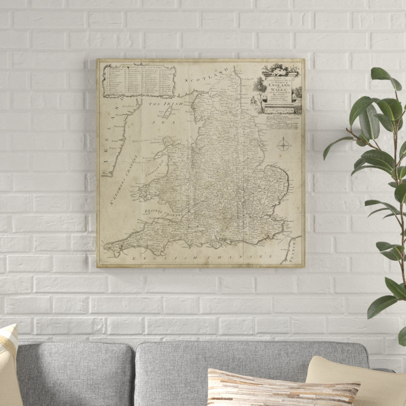 Road Map Of England & Wales - Wrapped Canvas Painting, 76cm H x 76cm W