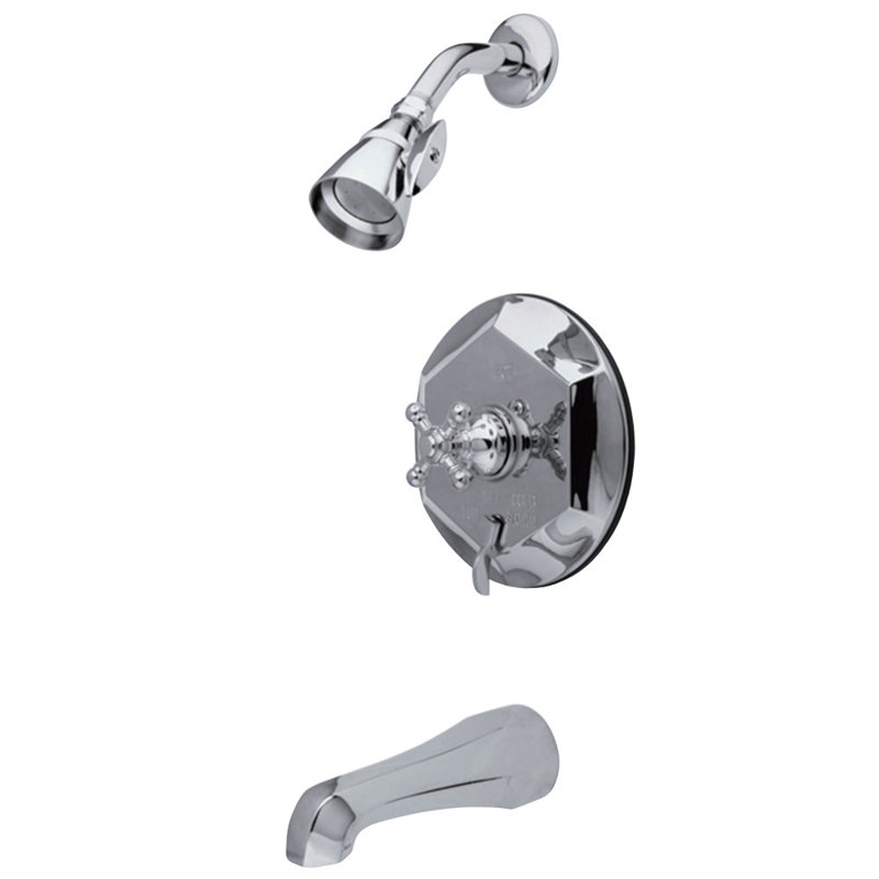 Robinet de baignoire et douche à pression équilibrée à poignée simple Kingston Brass English Vintage, Chrome poli