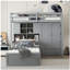 Lit superposé simple avec tiroirs, garde-robe, tablettes de rangement et lit hydraulique, gris