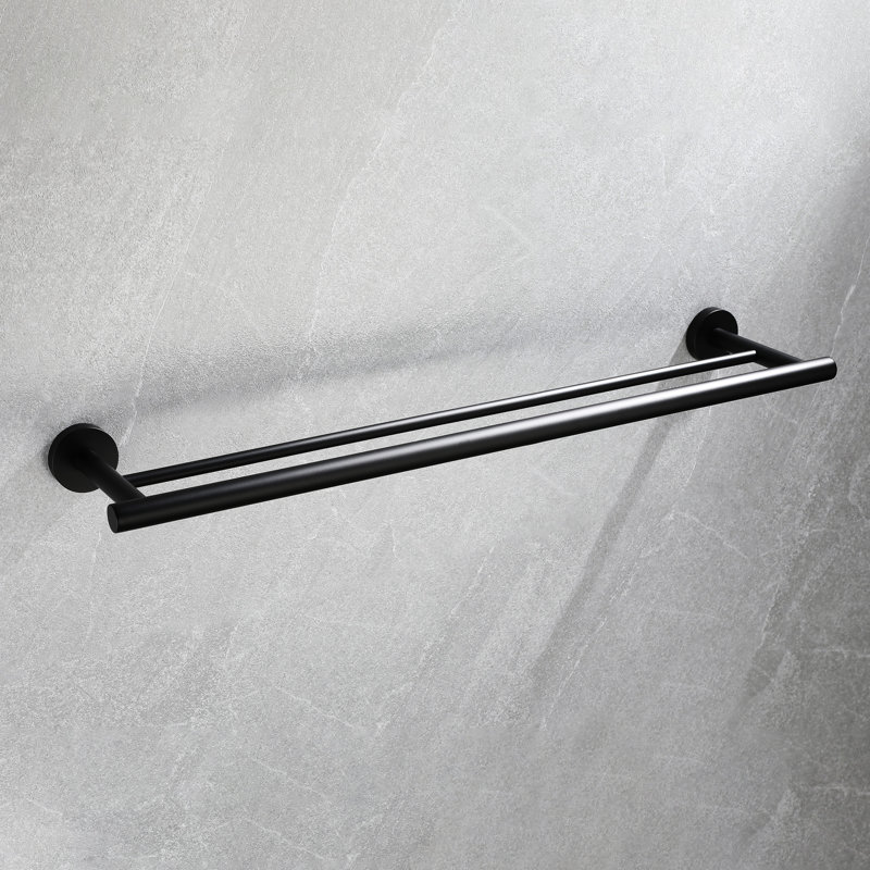 Porte-serviettes de salle de bain moderne à 5 po - aluminium, support mural noir mat solide et polyvalent pour la maison Facile à installer Étapes de montage en aluminium de qualité 5 pièces