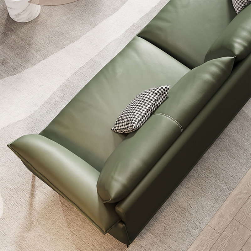 Causeuse-coussin standard en cuir véritable vert, H 34,65 po x l 82,68 po x P 38,58 po