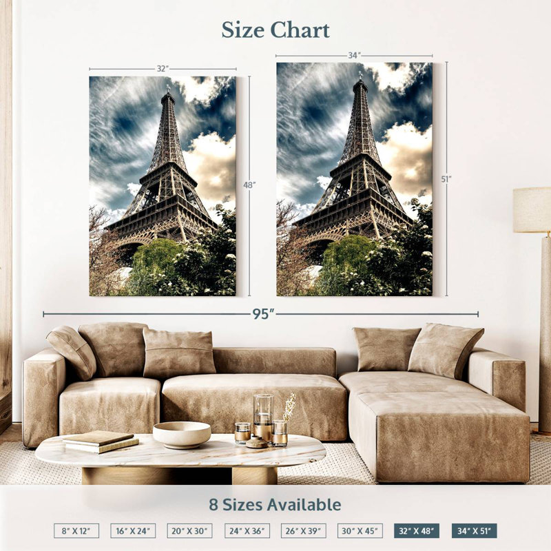 Eiffel Tower From Below, 48" H x 32" W