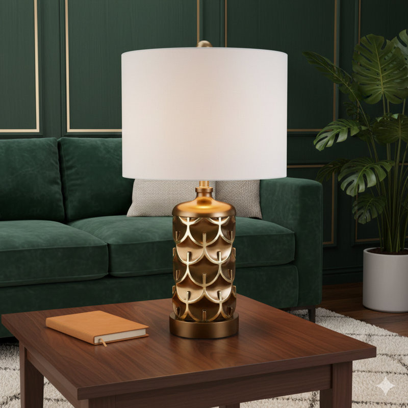 Lampe de table en polyrésine de 28,5 pouces de haut en forme de hibou, avec une finition dorée